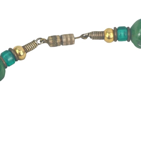 Vintage 16” Green Ceramic Beaded Necklace With Barrel Clasp 1970s - Picture 5 of 7